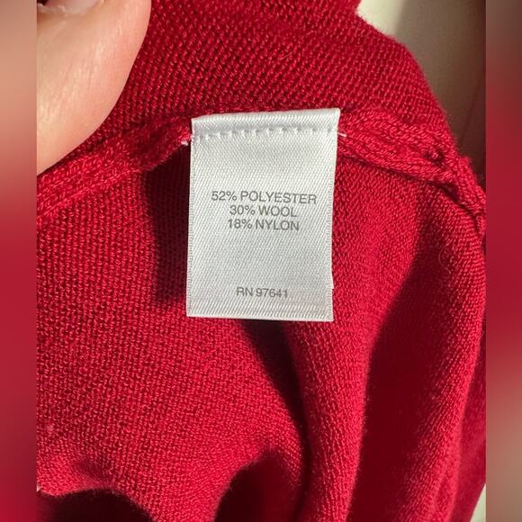 J. Jill Women's Red Polyester Wool Blend Triple Button Long Cardigan Duster S - Picture 4 of 6